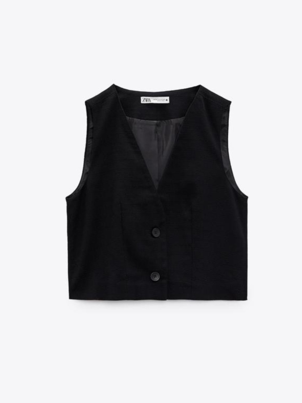 Zara Rustic Fabric Black Cropped Vest